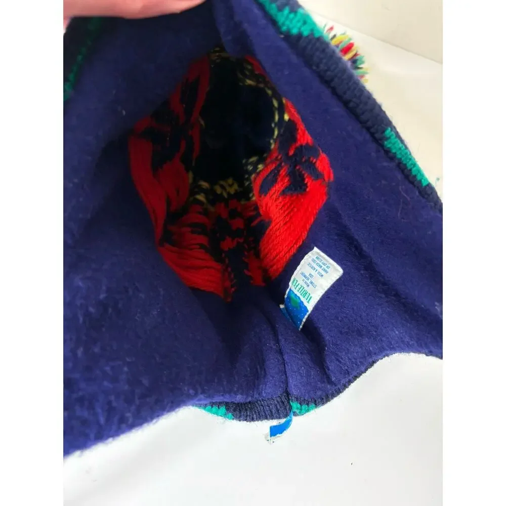 VTG Turtle Fur Kids Dinosaurs Poppy Gall Beanie Ski Hat Wool Knit Fleece Lining